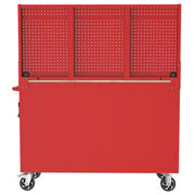 Modular Tool Storage 52 In. W Standard Duty Red Mobile Workbench Cabinet with Pegboard