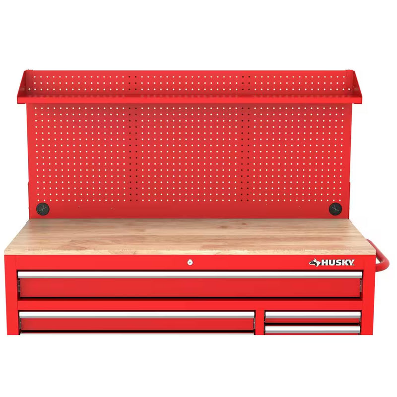 Modular Tool Storage 52 In. W Standard Duty Red Mobile Workbench Cabinet with Pegboard