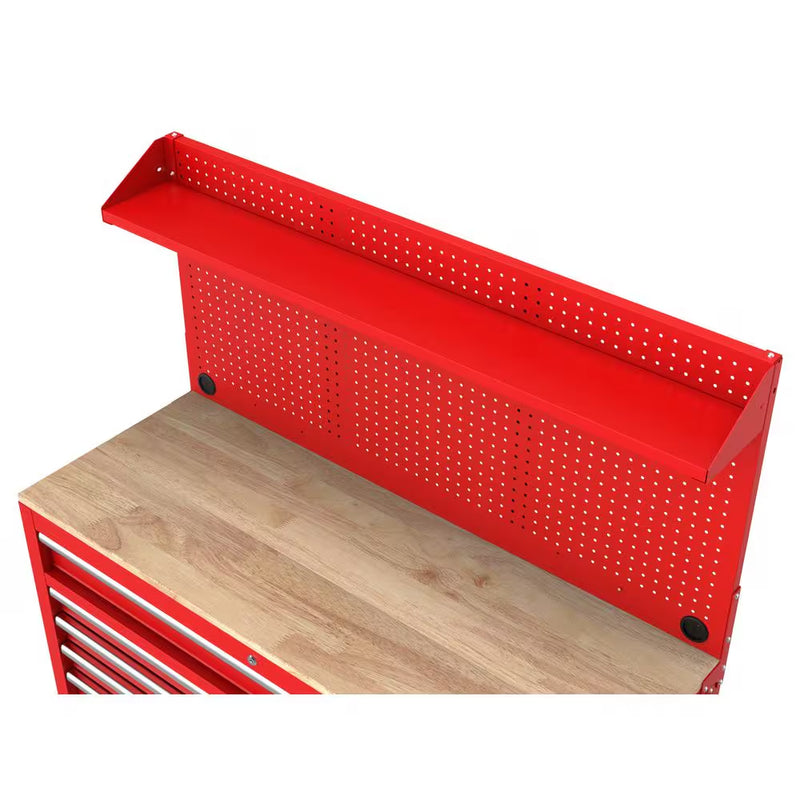 Modular Tool Storage 52 In. W Standard Duty Red Mobile Workbench Cabinet with Pegboard
